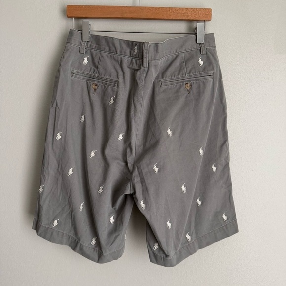 Vtg Polo Ralph Lauren polo pony embroidered print Prospect shorts grey size 31 - Picture 2 of 7